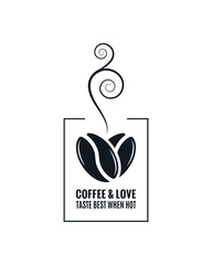 Poster - Coffee love concept. Coffee beans design on white