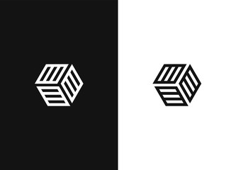 Wall Mural - minimalistic hexagonal geometric logo. black white version.