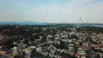 Wall Mural - Aerial Drone Staten Island Verrazano Bridge Brooklyn