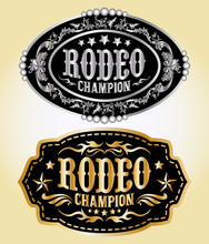 Rodeo Champion Cowboy Belt Buckle Vector Design