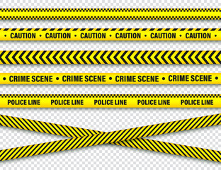 Wall Mural - Yellow And Black Barricade Construction Tape. Police Warning Line. Brightly Colored Danger or Hazard Stripe. Vector illustration.