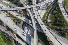 Aerial View Of Interstate 5 And Route 118 Freeway Interchange Bridges In The San Fernando Valley Area Of Los Angeles, California.