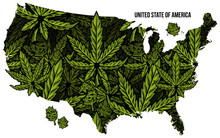 Map Of USA Cannabis Print Design