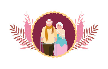 Sticker - happy grandparents day flat design