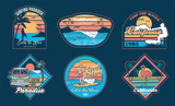 Fototapeta Młodzieżowe - Surfing set prints stickers patches posters 