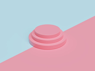 Poster - minimal round podium in pastel colors. Scene with geometrical shapes. 3d rendering