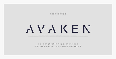 abstract minimal modern alphabet fonts. typography technology electronic digital music future creati