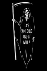 Wall Mural - Grim Reaper with the scythe posing isolated vector illustration. Hand drawn gothic style placard, poster or print design.