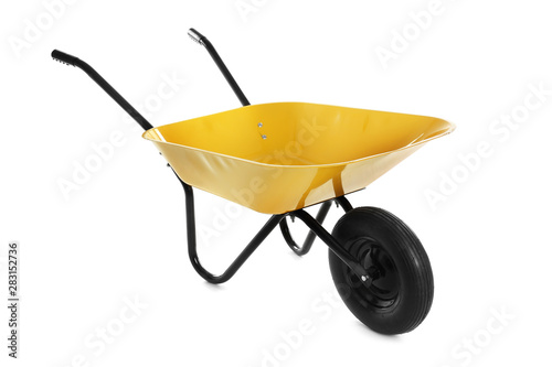 Cuadros en Lienzo Color wheelbarrow isolated on white. Gardening tool