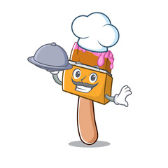 Poster - Chef with food paint brush isolated in the cartoon