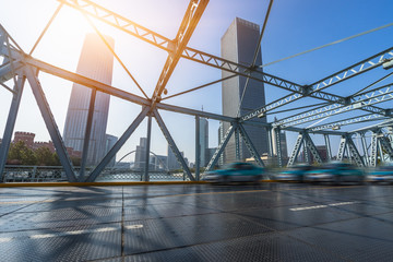 Wall Mural - tianjin downtown cityscape seen from jiefang bridge,china.