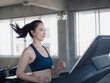 asian sports women on running in gym,fitness concept