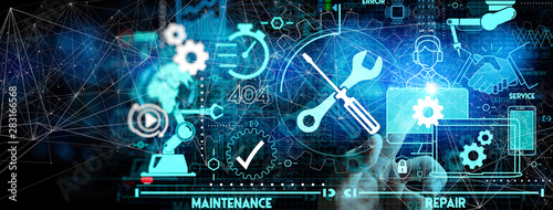 Fotomural Hand touching Maintenance and repair about assistance and servicing of equipments