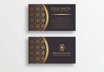 Dark and Golden Luxury Business Card Design Template