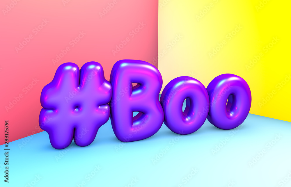 3d render. Abstract Boo alphabet. Halloween's day concept design. pink ...