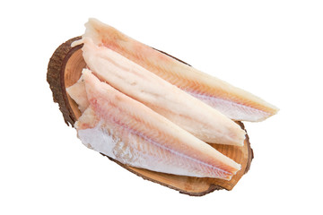 Sticker - Frozen fillet of pangasius isolated on white