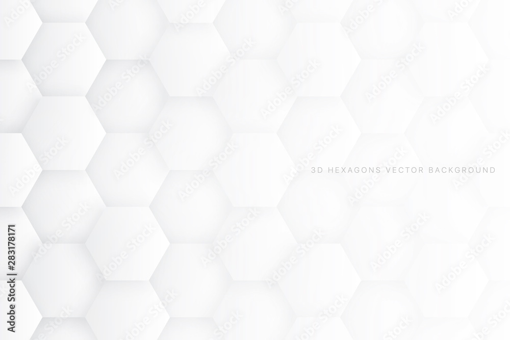 3D Hexagons Vector White Abstract Background. Scientific Technologic ...
