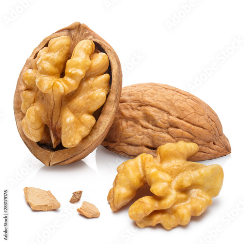 Cuadros en Lienzo Delicious walnuts, isolated on white background