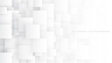 Conceptual 3D Vector Different Size Tetragons Technologic White Abstract Background. Science Technology Square Blocks Structure Light Wallpaper. Tech Clear Blank Subtle Textured Backdrop