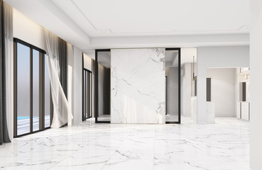 Poster - Interior living area without furniture in modern luxury style and marble decorate. 3D rendering