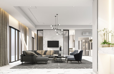 Poster - Interior living area in modern luxury style. 3D rendering