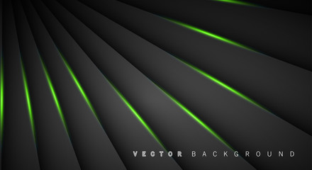 Wall Mural - green light line shadow dark grey luxury background