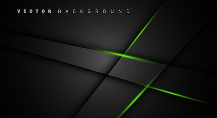 Wall Mural - green light line shadow dark grey luxury background
