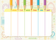 © c_guoy - School timetable with color pencils draw colorful lines on light yellow paper with school and class elements line art