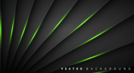 Wall Mural - green light line shadow dark grey luxury background