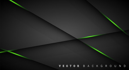 Wall Mural - green light line shadow dark grey luxury background