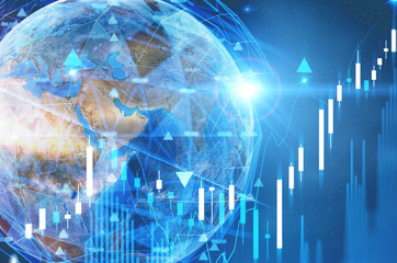 Poster - Digital graph and planet Earth