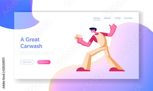Car Wash Service Worker Website Landing Page Carwash Employee