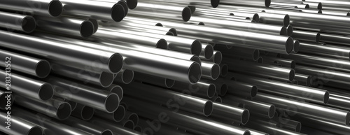 Cuadros en Lienzo Pipes tubes steel metal, round profile, stacked full background