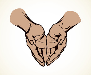 Praying hands. Vector drawing