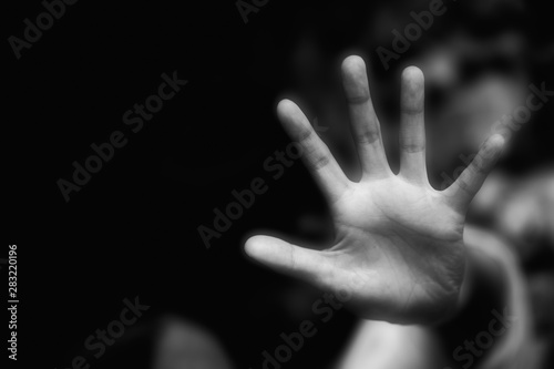 Fotografía The concept of stopping violence against women andand human trafficking, Stop
