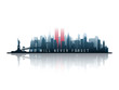 New York skyline silhouette with Twin Towers. 09.11.2001 American Patriot Day banner. NYC World Trade Center. Vector illustration.