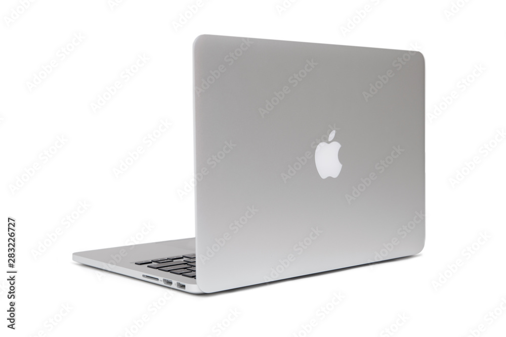 MacBook computer isolated on white. The MacBook is a brand of notebook ...