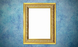 Fototapeta  - Colorful Antique Vintage Classic Baroque Stylish Empty Photo Painting Frame in Grunge and Retro Background for Home Interior and Garden Furniture made from Wood and Metal