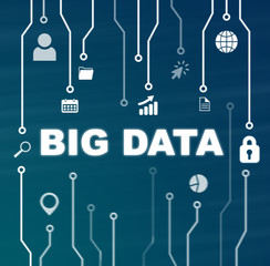 Poster - Big data technology and Internet concept on blue background