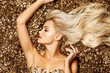 © ASjack - Beautiful hair Girl. Healthy Long Hair. Blonde woman in golden flowers garden, princes