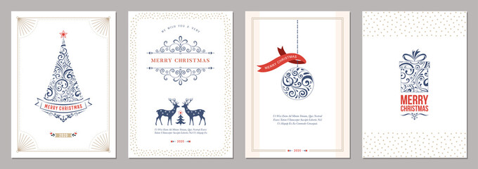Wall Mural - merry christmas and happy holidays cards
