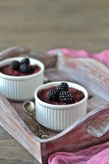 Canvas Print - blackberry semolina pudding