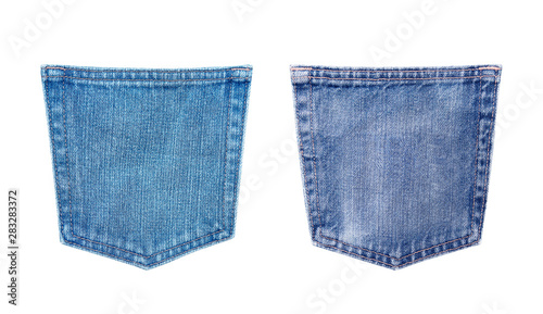 Cuadros en Lienzo blue jeans back pocket texture isolated on white background with clipping path