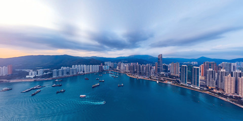 Sticker - Panorama aerial view of Hong Kong landscape in  Tsuen Wan District