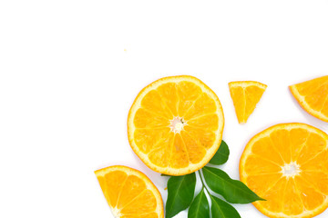 Wall Mural - fresh orange slices on white background