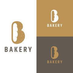 letter b for bakery logo.flat style.bread vector.modern logo design