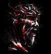 The blood-stained portrait of Jesus with thorns on his head . 2D illustration