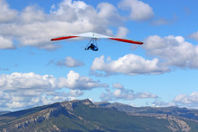 Hang Glider Flying On The Chabre Mountain, France