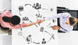 © InfiniteFlow - Human Resources Recruitment and People Networking Concept. Modern graphic interface showing professional employee hiring and headhunter seeking interview candidate for future manpower.