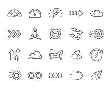 Set Of Arrow Icons, Fast, Chart, Rising, Speed, Accelerate